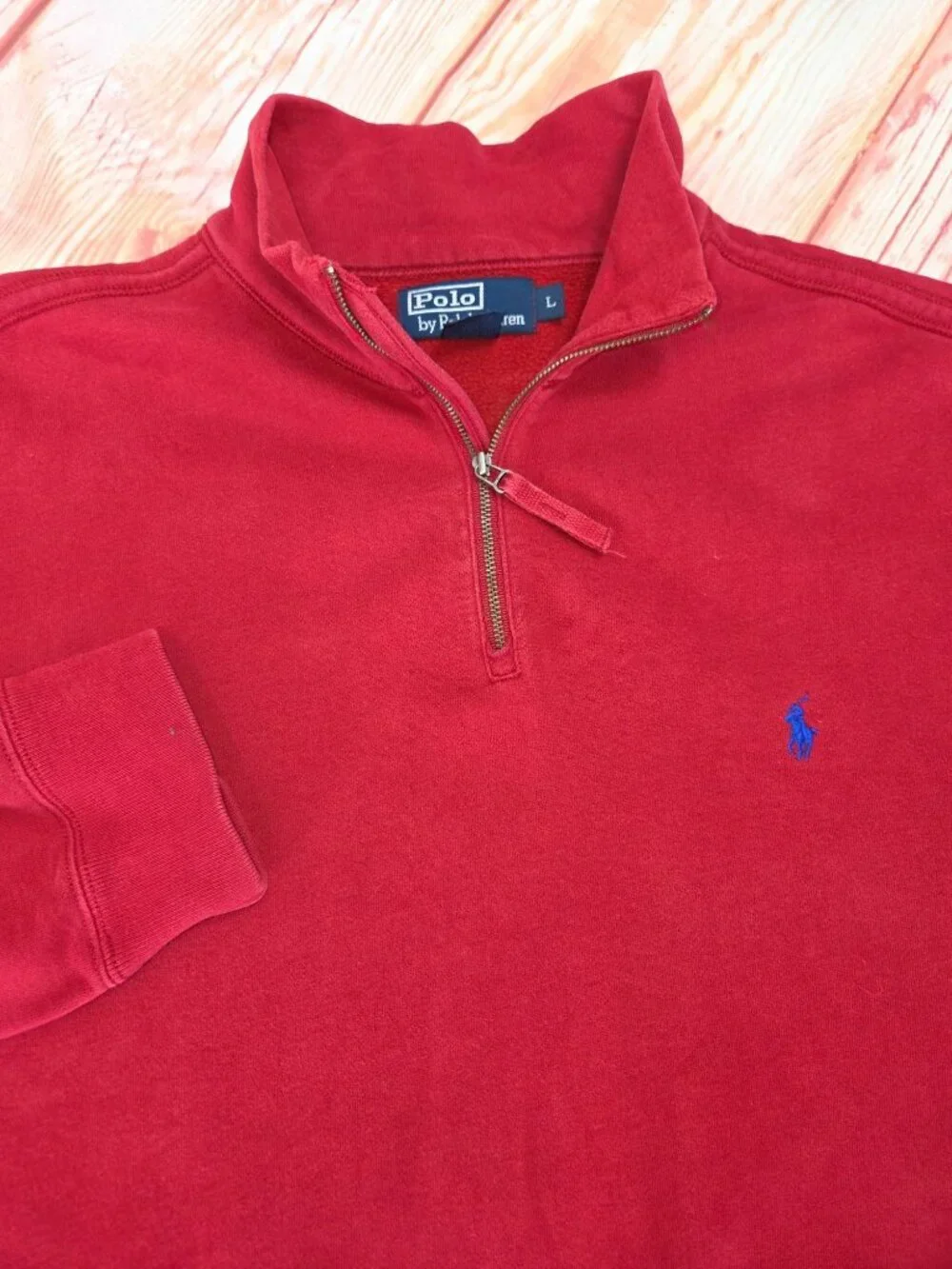 Polo Ralph Lauren Red 1/4 Zip Pullover Sweater Large